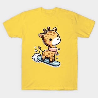 Cute giraffe Snowboarding T-Shirt